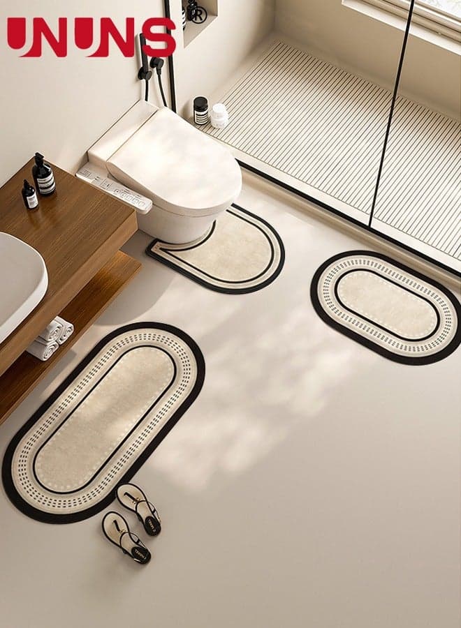 3PCS Absorbent Bath Mat Rug Sets,Quick Drying Mat Silicone Magic Bath Mat Non-slip Floor Rug Rubber Backed For Bathroom Kitchen Shower Sink,50*55+40*80+40*60cm
