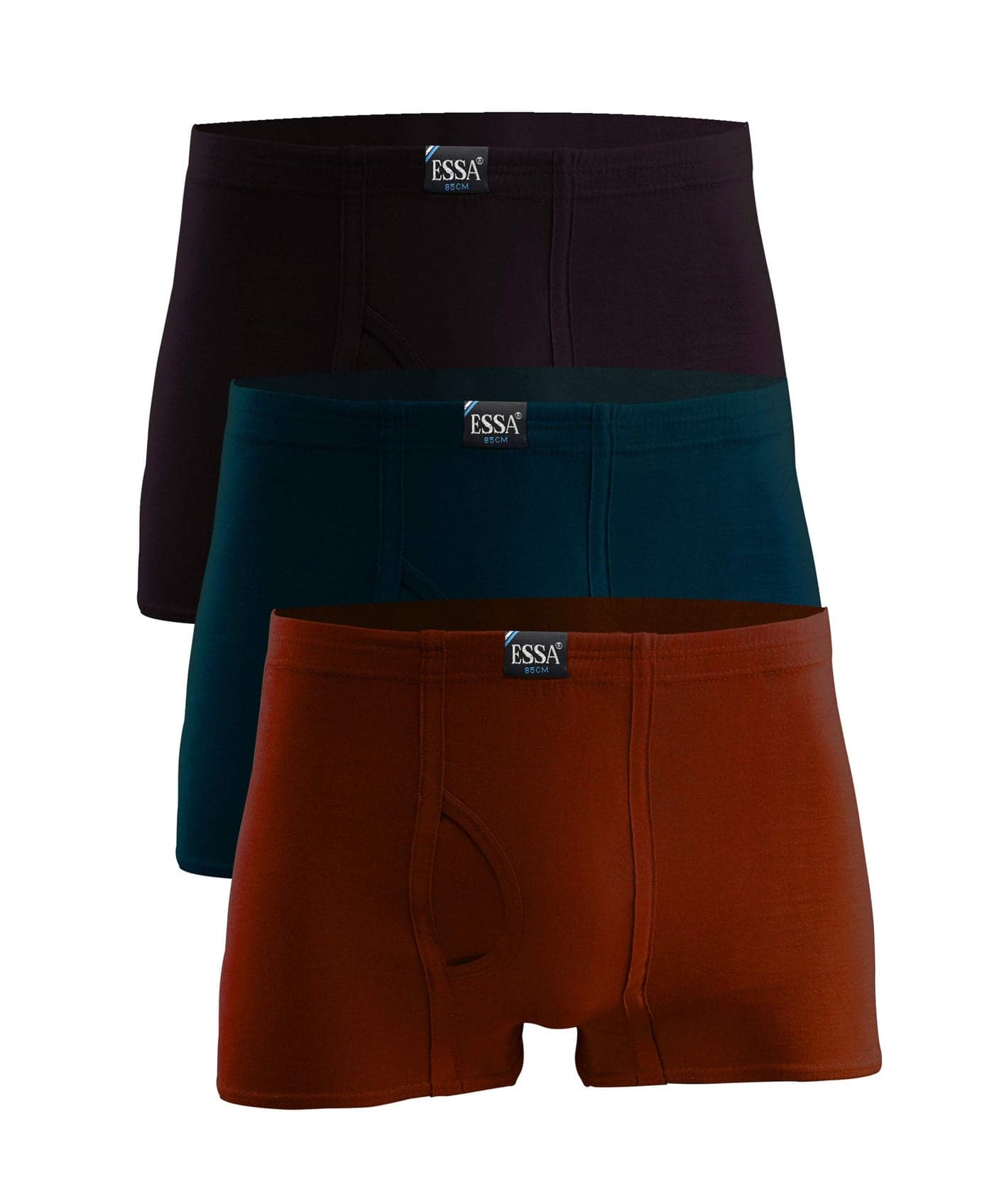ESSA Men's Trunks | 100% Super Combed Cotton, Hosiery, Mid Rise, Without Pockets| Inner Elastic Waistband |Breathable Underwear, Innerwear | Solid (Multicolor Combo Pack of 3, 80 CM) (Colour May Vary)