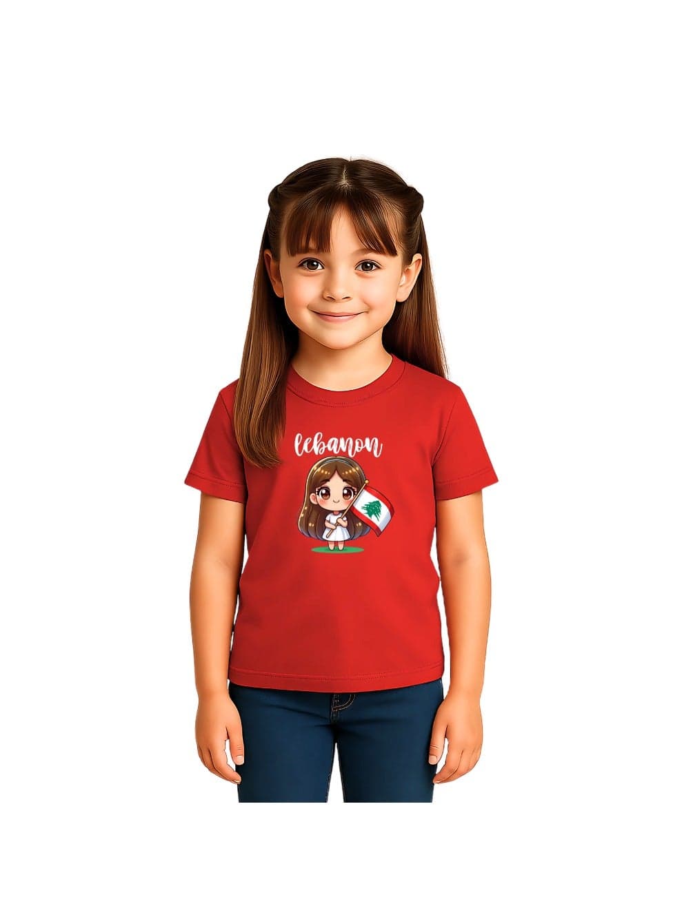 Lebanese Kids Girls T-Shirt-Classic Round Neck And Short Sleeve Cotton Tshirt-Lebanese Girls T-Shirt Ideal For Daily Wear And Events