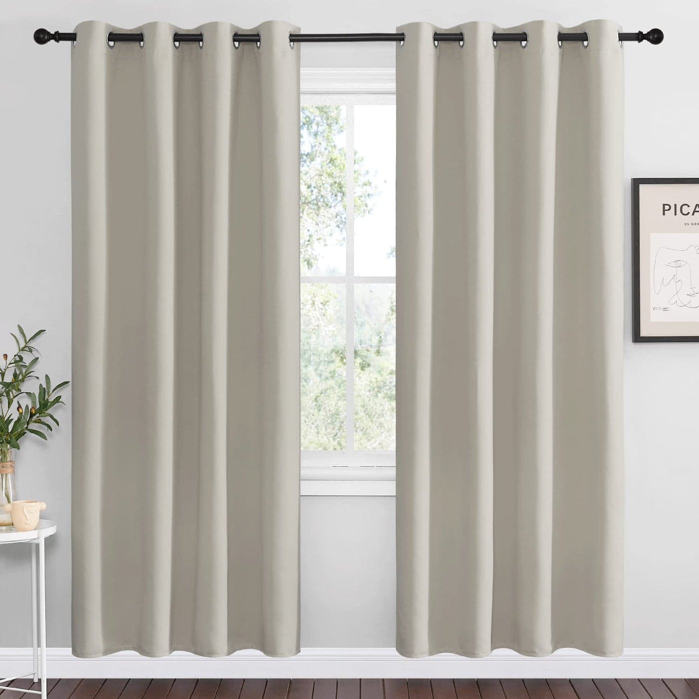NICETOWN Natural Room Darkening Curtains 78 Long for Boho Farmhouse Home Decoration Window Treatment Total Privacy Drape Panels for Bedroom Living Room Guest Room 55 Wide Set of 2