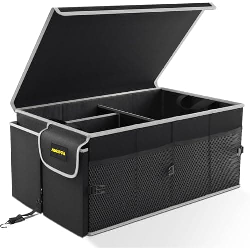 MIKKUPPA Car Trunk Organizer 65L Collapsible Trunk Organizer with Lid Sturdy Car Storage for SUV Auto Truck Van with Adjustable Straps and Non Slip Bottom