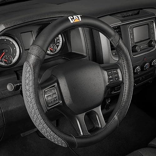 CAT DuraGrip Car Steering Wheel Cover Gray Tire Tread Traction Design Auto Steering Wheel Cover for Cars Trucks Vans SUVs Improve Grip and Control Durable Comfortable Large 1516 Inches