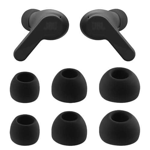 NANLANFAN Replacement Silicone Ear Tips for JBL Vibe Beam 2 / JBL Vibe Beam/JBL Vibe 200TWS / JBL Wave Beam Wireless Earbuds, 3 Pairs (S/M/L, Black)