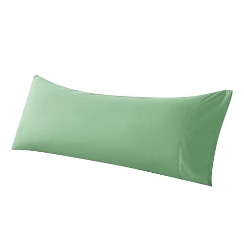 WhatsBedding Body Pillow Cover, Ultra Soft Microfiber Pillowcases, Breathable Long Pillow Case, Envelope Closure - Light Green (20x54 inch)