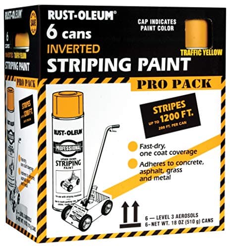 Rust-Oleum P2548849-6PK Professional Inverted Striping Spray Paint, 18 oz, Traffic Yellow, 6 Pack