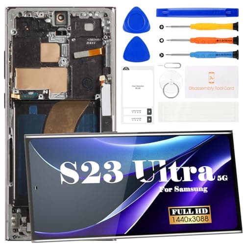 OLED for Samsung S23 Ultra LCD Digitizer Replacement for Samsung S23 Ultra 5g Display Screen Replacement for Samsung SMS918 Touch Screen Repair Kits with Framewith Fingerprint Function Black