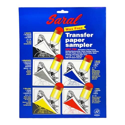 Saral Paper Corp Wax Free Transfer Tracking Paper Sampler Pack One 85 Inches x 11 Inches Sheet for Each Color Red Blue Yellow White Graphite