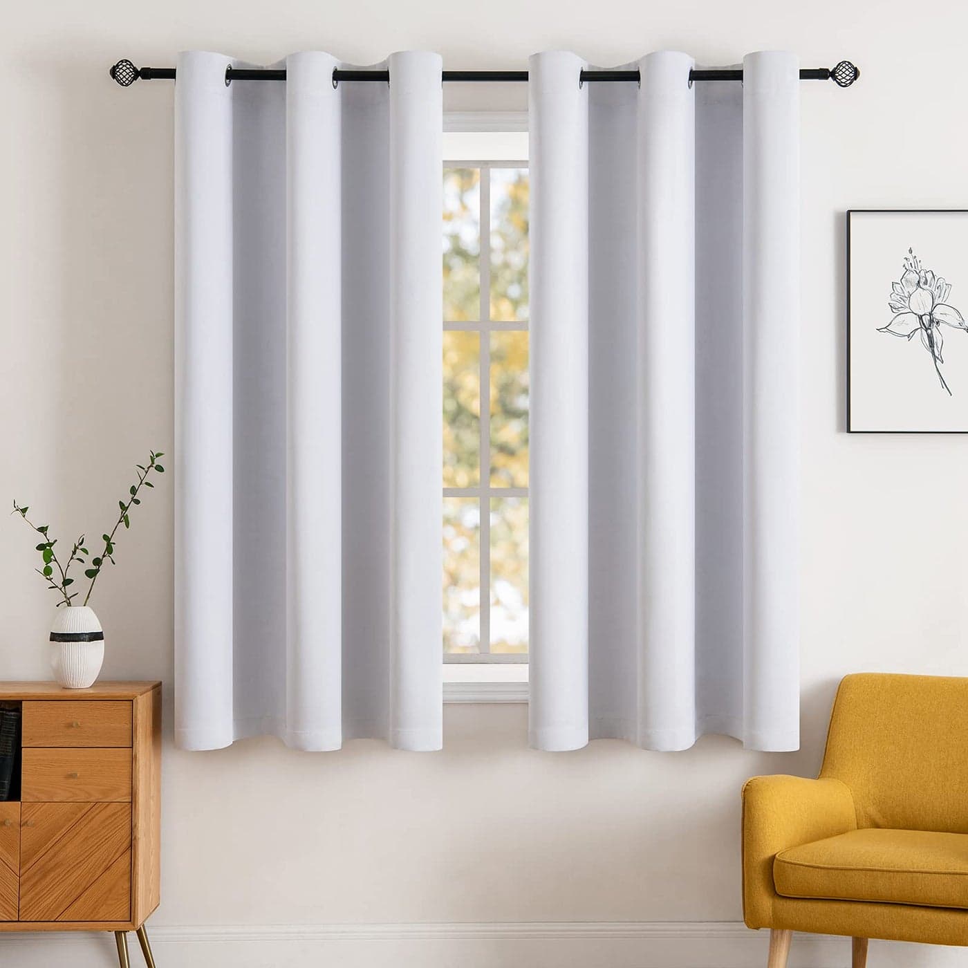 MIULEE Room Darkening Curtains Thermal Insulated Drapes Solid Window Treatment Set Grommet Top Light Blocking Blackout Curtain for Bedroom 2 Panels 42 x 63 inch Greyish White
