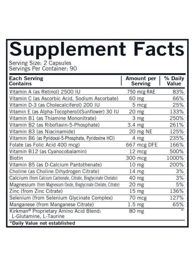 EveryDay Multivitamin - 180 Capsules - Broad-Spectrum Vitamin & Mineral - Supports Productivity - Hypoallergenic