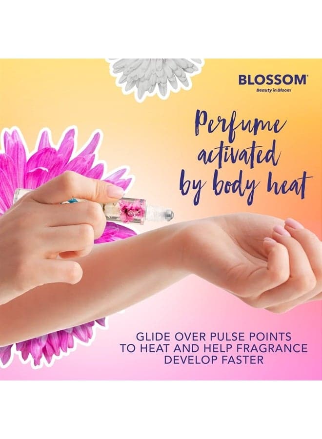 Roll on Rollerball Perfume Oil with Natural Ingredients + Essential Oils, Infused with Real Flowers, Made in USA, 0.20 fl. oz./5.9 ml, (Coconut Lily of the Valley, Chamomile, Vanilla), Classic