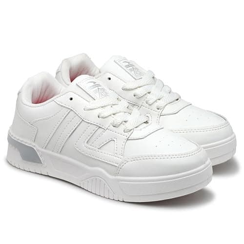 ASIAN Women PARADISE-13 Casual Mid Top Sneakers, Stylish and Trendy Lace-Up Shoes for Women & Girls, Lightweight Comfortable Sneakers Perfect, Walking, and Casual Outfits, White 7 UK