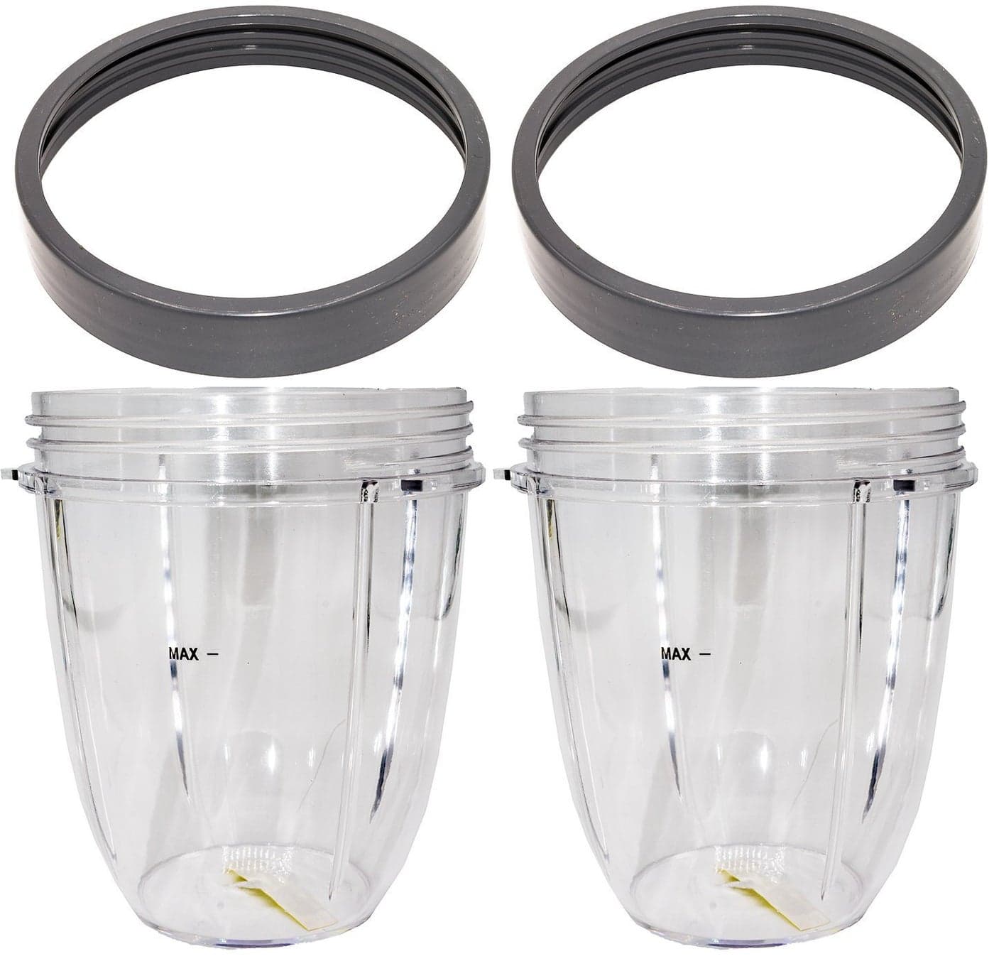 Blendin Replacement 18 Ounce Short Capacity Cup Jar with Lip Ring Compatible with Nutribullet 600W 900W NB101B NB101S NB201 NBR0601 NBR1201 NB91301 900 Pro Series Blenders 2 Pack Part