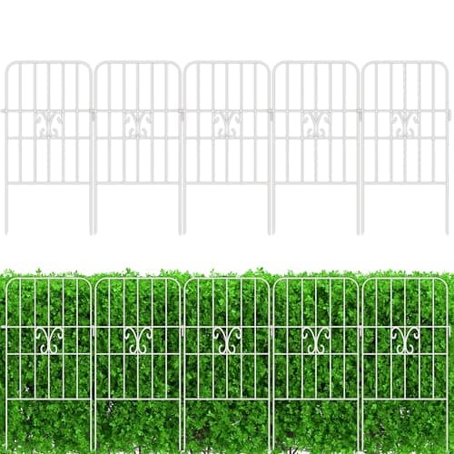 ShopLaLa Animal Barrier Fence 20 Panels 12inL x 24inH Decorative Butterfly Flower Bed Edging for Yard Landscape Rustproof Metal Wire Fencing Patio Outdoor Decor White Gates and Fences for Dogs