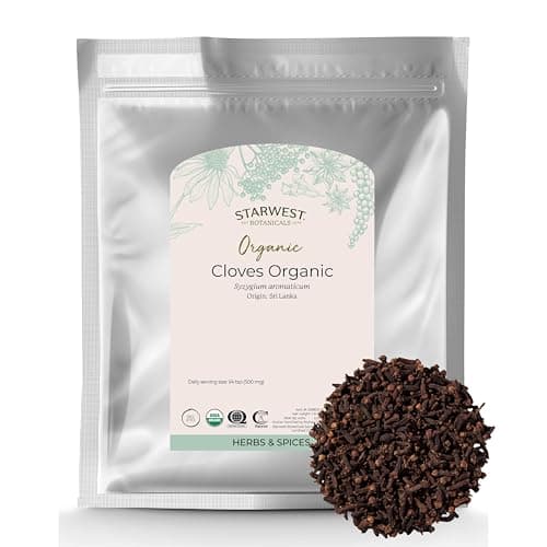 Starwest Botanicals Organic Cloves Whole - Dried Spice for Seasoning, Tea, Baking, & Cooking, Natural Source of Antioxidants & Magnesium, Certified Kosher, Non-GMO - Bulk 1 lb Bag