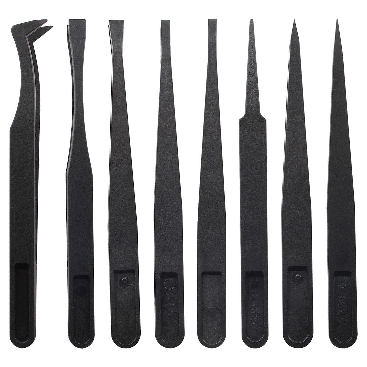 Bonsicoky 8Pcs Precision Plastic Tweezers 4548 Inch AntiStatic Tweezers Set with Curved and Straight Tips for Electronics Assembly Watch Repair Crafts Making 114123mm Black