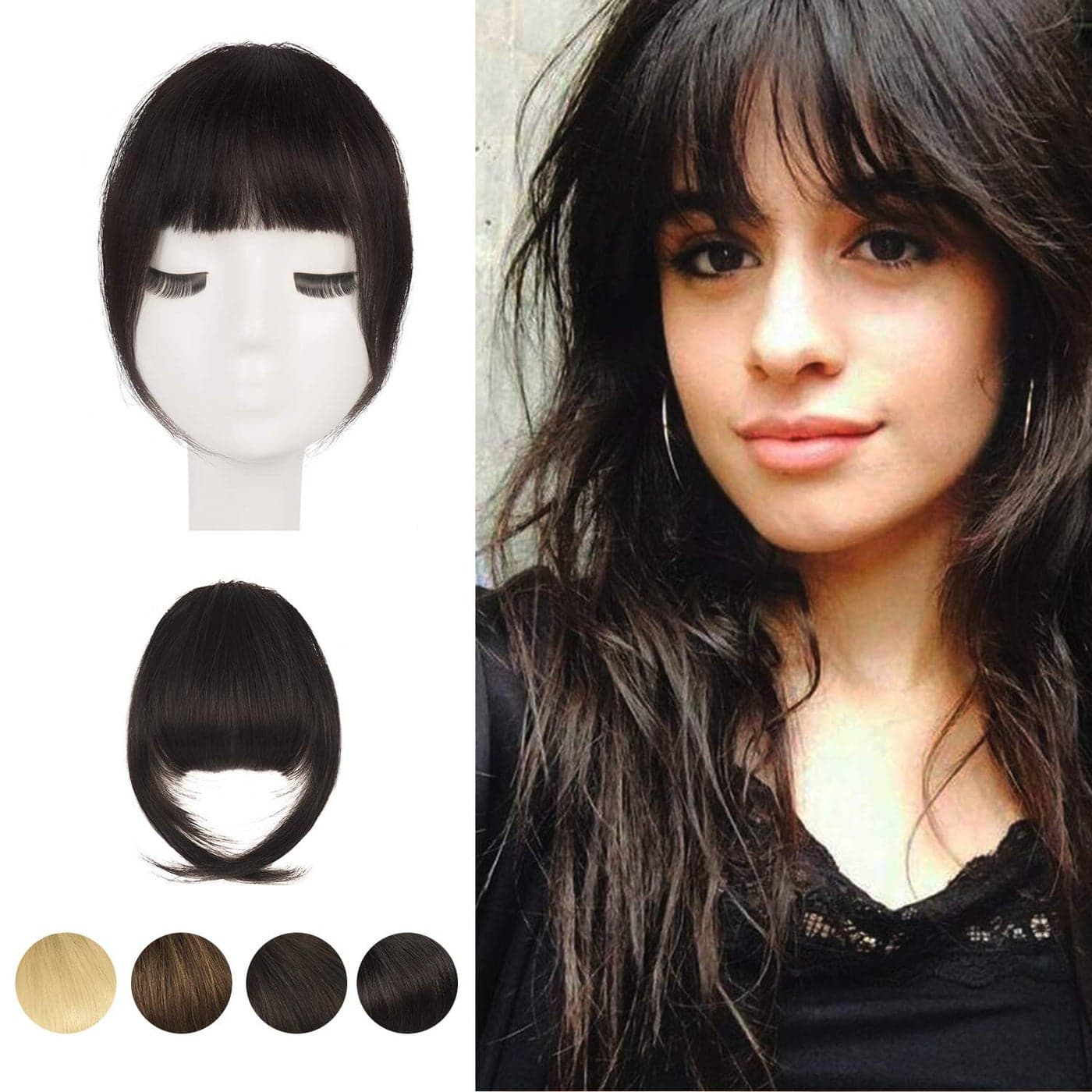 BARSDAR Clip in Human Hair Bangs 100 Real Human Hair Clip in Bangs for Women Dark Brown French Bangs Fringe with Temples Real Hair Bangs Extensions Hairpieces Dark Brown