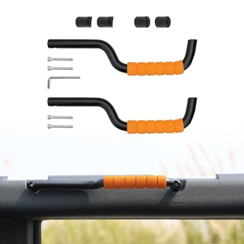 ROADER Bronco Front Grab Handles for 2021 2022 2023 Ford Bronco 2/4 Door Roll Bar Grip Handles, Upgraded Non-Slip Aluminum Orange Handles Bronco Interior Accessories (Not Fit Rear Seat)