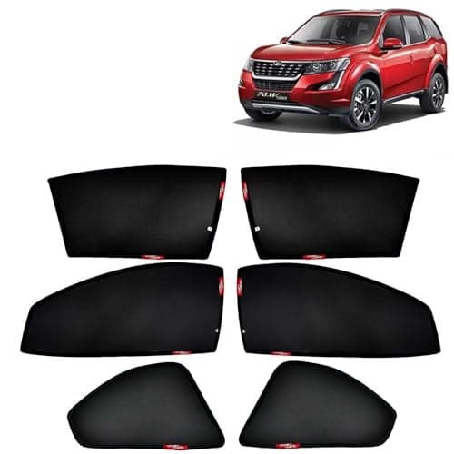 KINGSWAY Accessories Car Sun Shade Z-Black Non Magnetic Fix Type Curtains Only Compatible with Mahindra XUV 500 Year 2018 to 2021 All Model, Only Half Cut in Front Window, Car Curtains, Pack of 6 Pcs