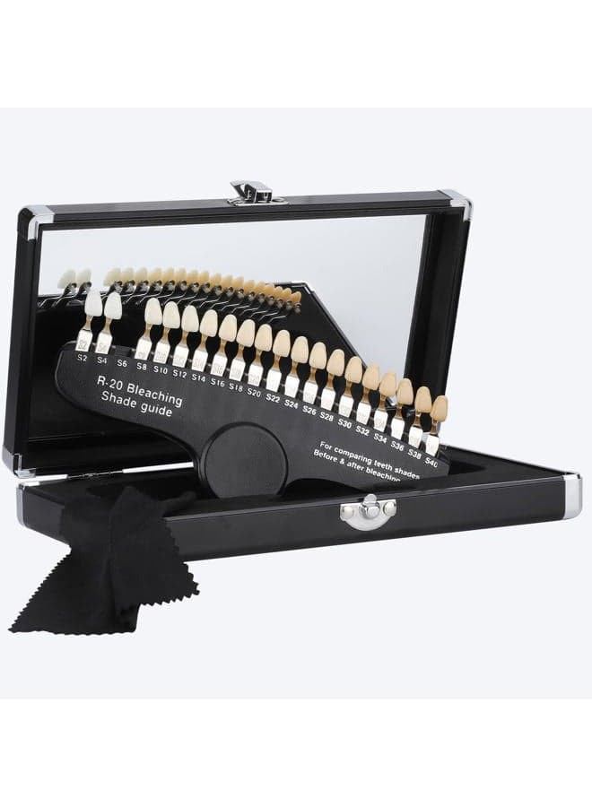 Professional 3D R-20 Tooth Whitening Shade Guide with 20 Colors and Mirror