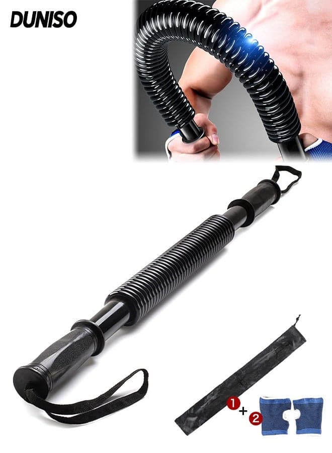 30KG Power Twister Bar,Upper Body Strength Training Bar,Portable Arm Strength Equipment with Gloves and Carry Bag,for Strengthening Chest Workout, Shoulders, Biceps, Arms