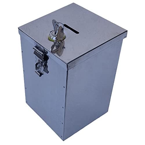 Crevita Coin Box,Gullak,Donation,Antique Coin Bank Box Money Organiser Steel Body (7.5 Inch) Box(H- 7.5" W-5" L-5.5") with Pre Fited Lock & 2key.