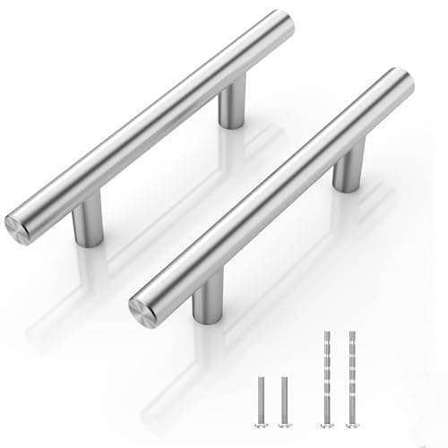 NISUOIEN 15 Pack - 3" Hole Center Cabinet Handles Pulls for Kitchen Stainless Steel Brushed Nickel Drawer Pulls (5" Length, 3" Hole Center)