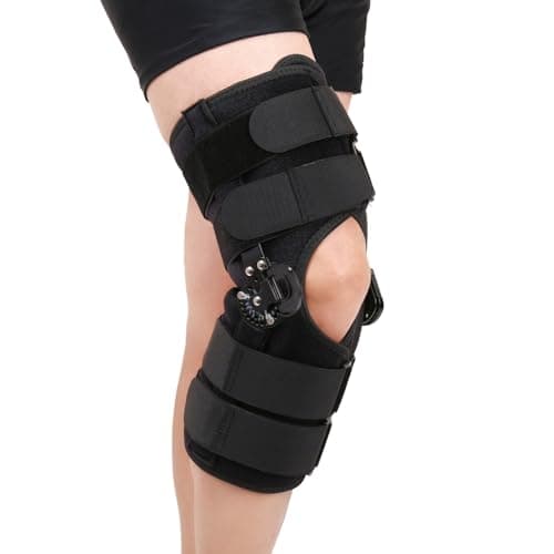 Mathgetin Hinged ROM Knee Brace with Side Stabilizers, Post Op Knee Immobilizer for Arthritis, ACL, MCL, PCL, Meniscus Tear, Medical Orthopedic Support After Surgery (Upgraded Version, Small)