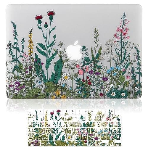 Case for MacBook Pro 16 inch M4 A3403 A3186 M3 A2991 M2 A2780 M1 A2485 Pro/Max 2025 2024-2021 Release with Touch ID, 4D Effect Matte Clear See Through Hard Cover&Keyboard Cover, Garden Flowers