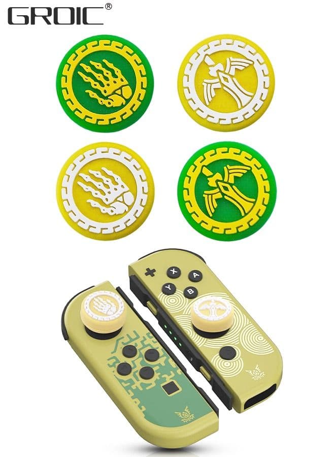 Two Pairs of Switch Button Caps for The Legend ZLD, Cute Joystick fit N-Switch/Switch OLED/Switch Lite, 4PCS Soft Silicone Joycon Thumb Grip