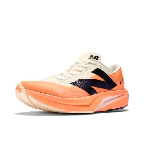New Balance Men's FuelCell Rebel V4 Running Shoe, Hot Mango/Angora/Black, 4 M