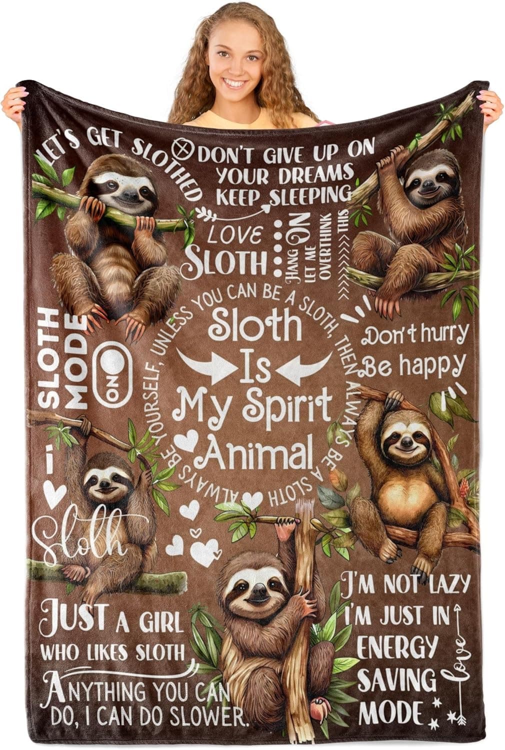 InnoBeta Sloth Gifts for Women Sloth Throw Blanket Flannel Blankets for Women Girls Teens 50 x 65 Inches Spirit Animal