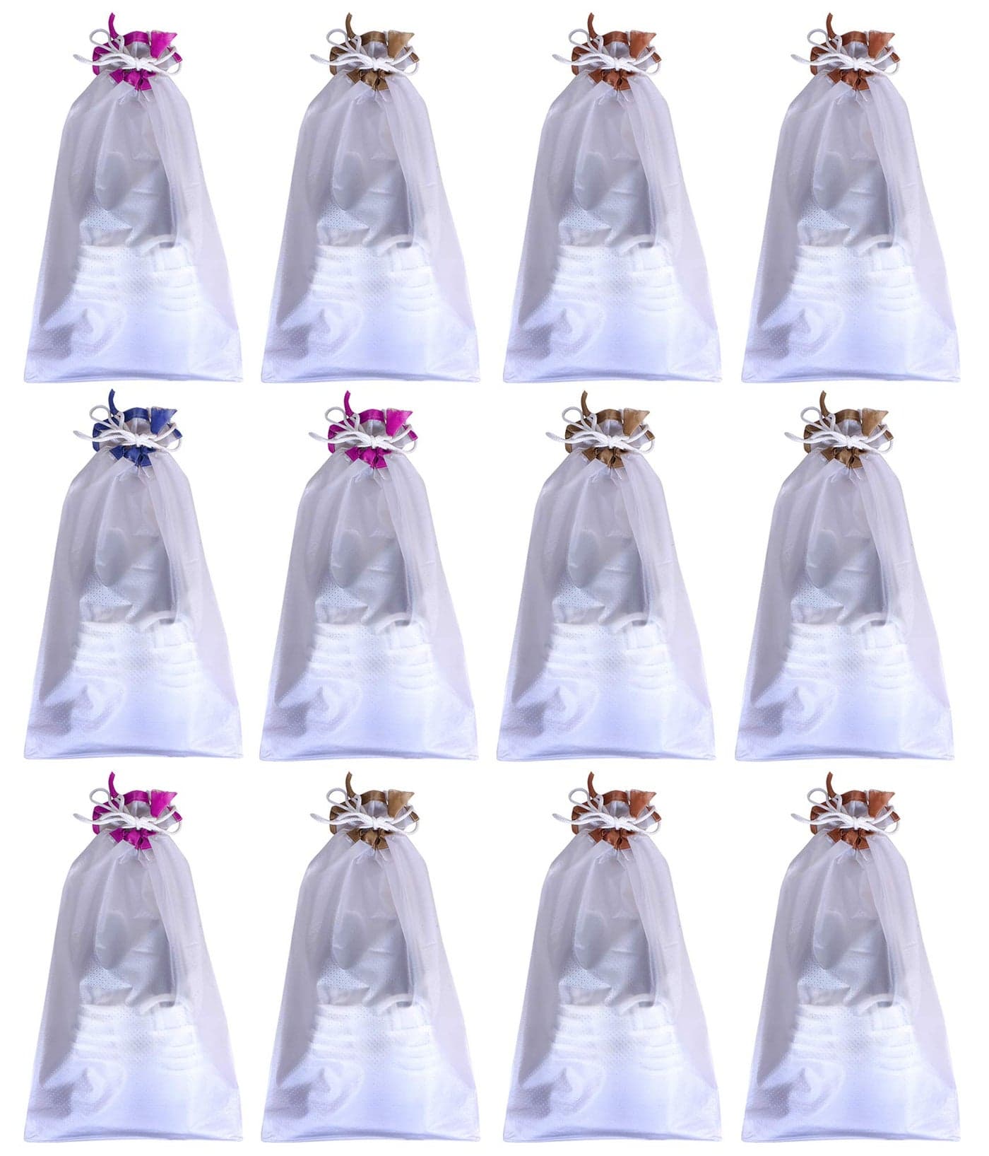 Kuber Industries Waterproof 12 Piece PVC Travel Shoe Cover, String Bag Organizer, White -CTMTC039543