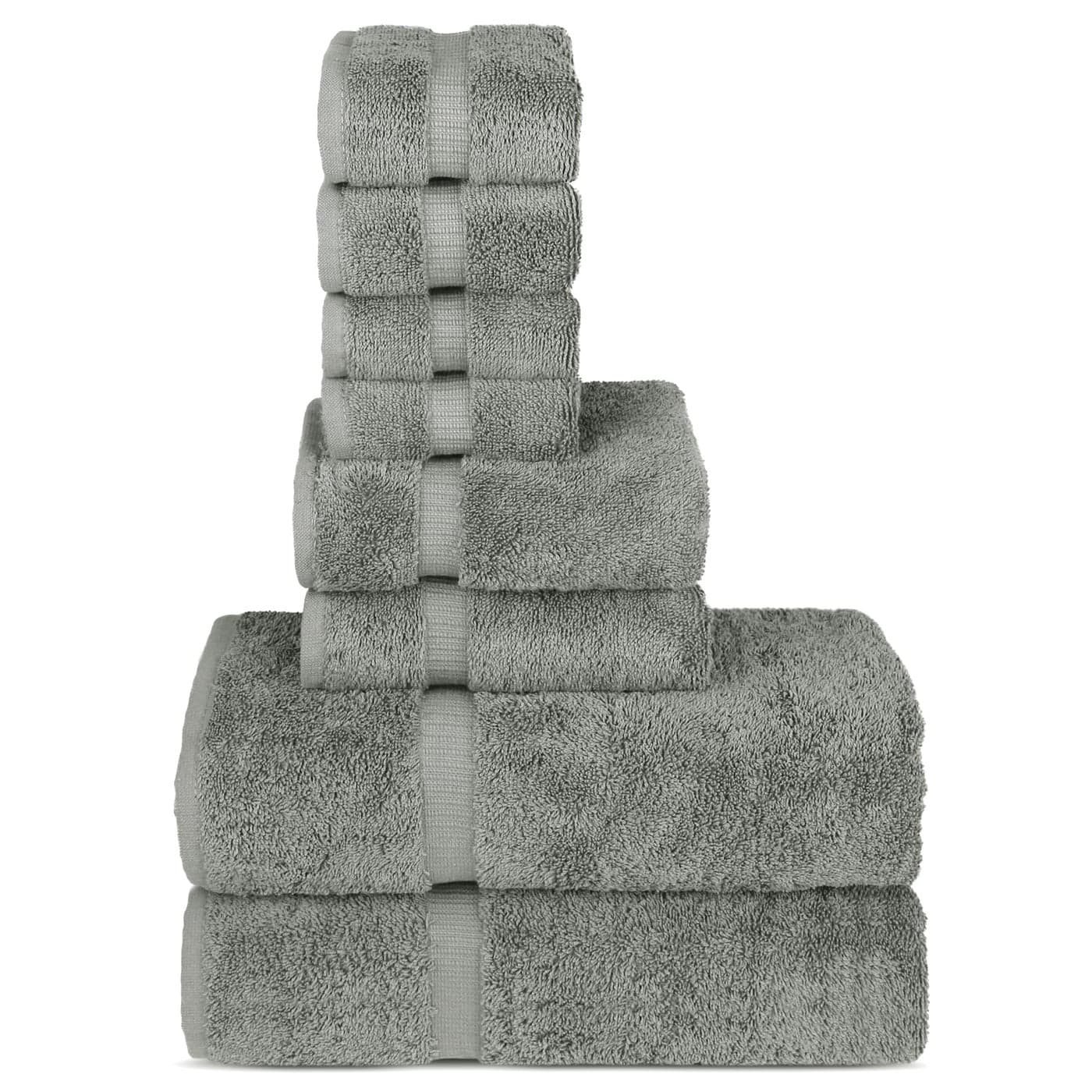 Chakir Turkish Linens Hotel Spa Quality 100 Cotton Premium Turkish Towels Soft Absorbent 8Piece Towel Sets Gray