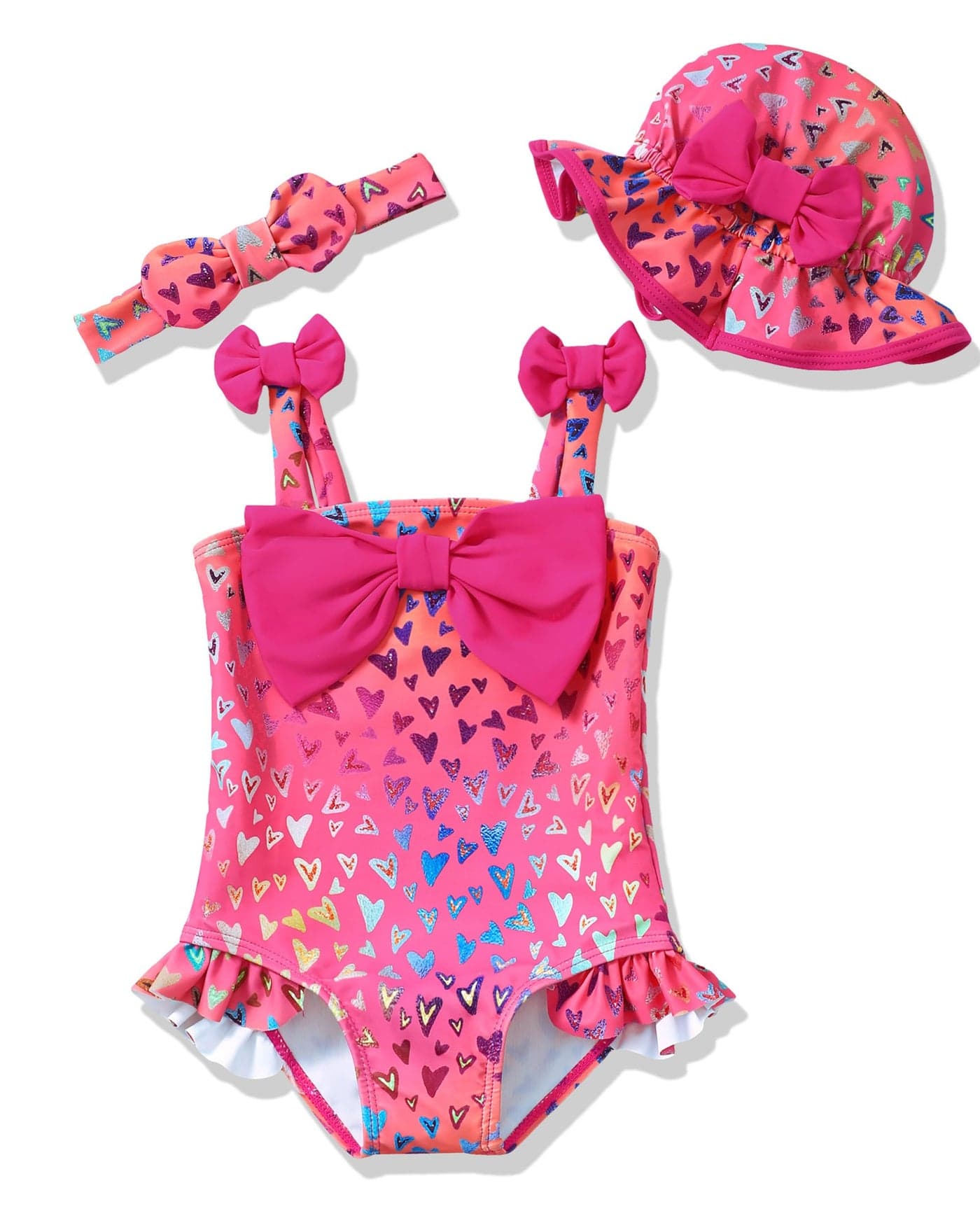 Renotemy Baby Girl Swimsuit 12-18 Months Infant Bathing Suit Girl One-Piece Sleeveless Bikini Tankini Rash Guard Pink Floral Baby Swimsuit Girl 12-18 Months with Sunhat Beach Baby Essentials