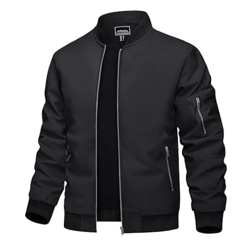 MIA FASHION Mens Jackets for Winter, Lightweight Bomber Jacket, Full Sleeve, Regular Fit, Stylish Stand Collar, Zipper Closure (Black - XXL)