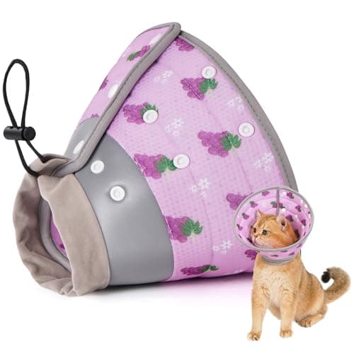 Avont Cat Cone Collar Soft to Stop Licking, Adjustable Foldable Lightweight Kitten Recovery Collar After Surgery for Small Dogs, Elizabeth Cone of Shame Alternative -Grape(S)