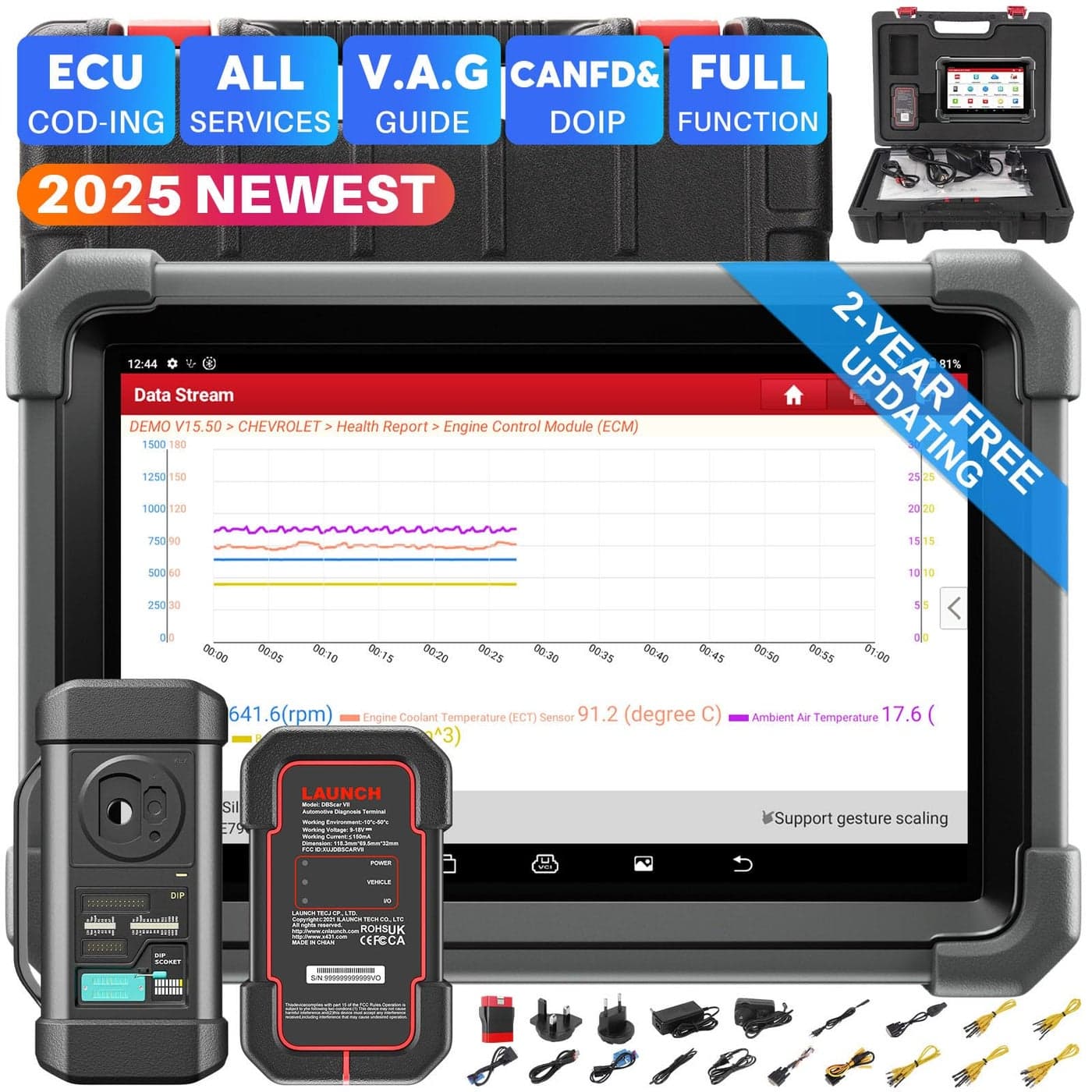 LAUNCH X431 Plus with XPROG3 Tool AllSystem Diagnostics BiDirectional Scan Tool 39 Services ECU Coding Scanner VAG Guided CAN FDDOIP 2 Yrs Update