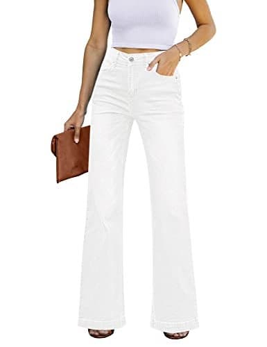GRAPENT Western Bootcut Bell Bottom Stretchy High Waisted Off White Petite Women's Size 0-2 Jeans