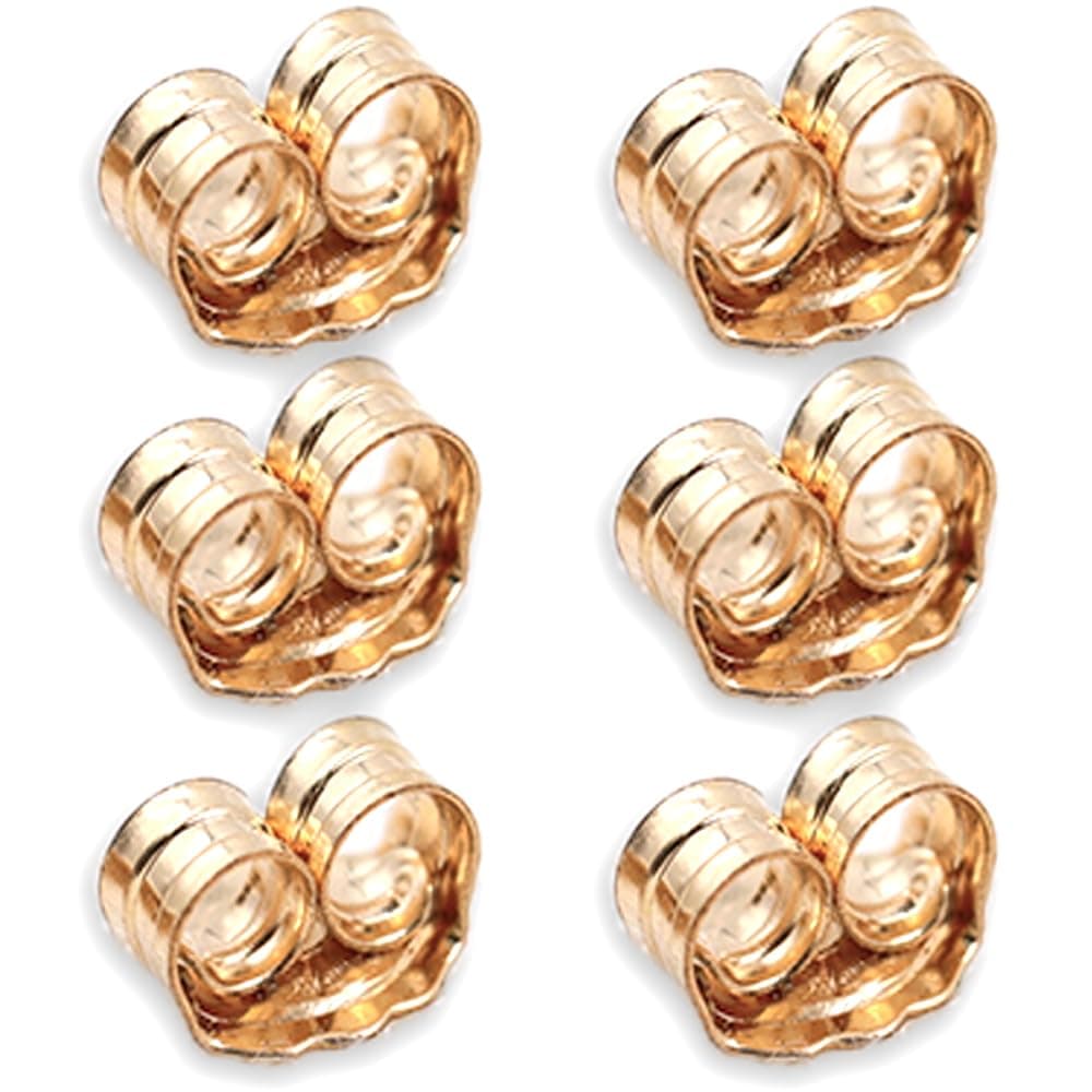 ERT 14K Gold Earring Backs 6 Piece Replacement Yellow Gold Ear Locking for Stud Ear Rings 3 Pairs