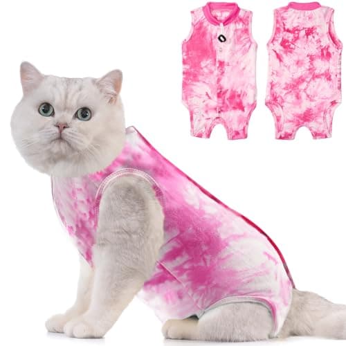 Avont Cat Recovery Suit - Kitten Onesie for Cats After Surgery, Cone of Shame Alternative Surgical Spay Suit for Female Cat, Post-Surgery or Skin Diseases Protection -Tie-dye Pink(L)