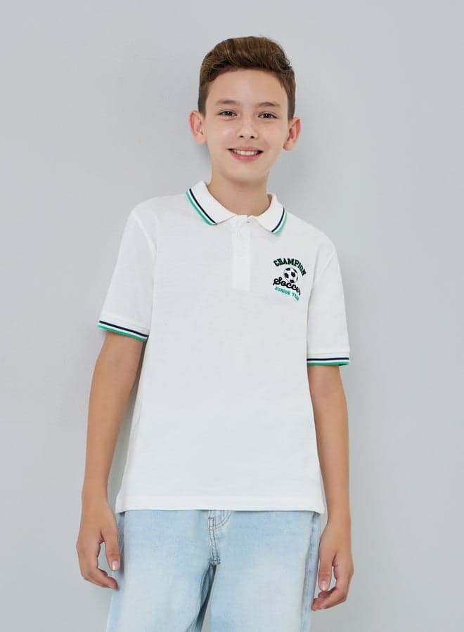 Kids Football Inspired Embroidery Polo T-Shirt