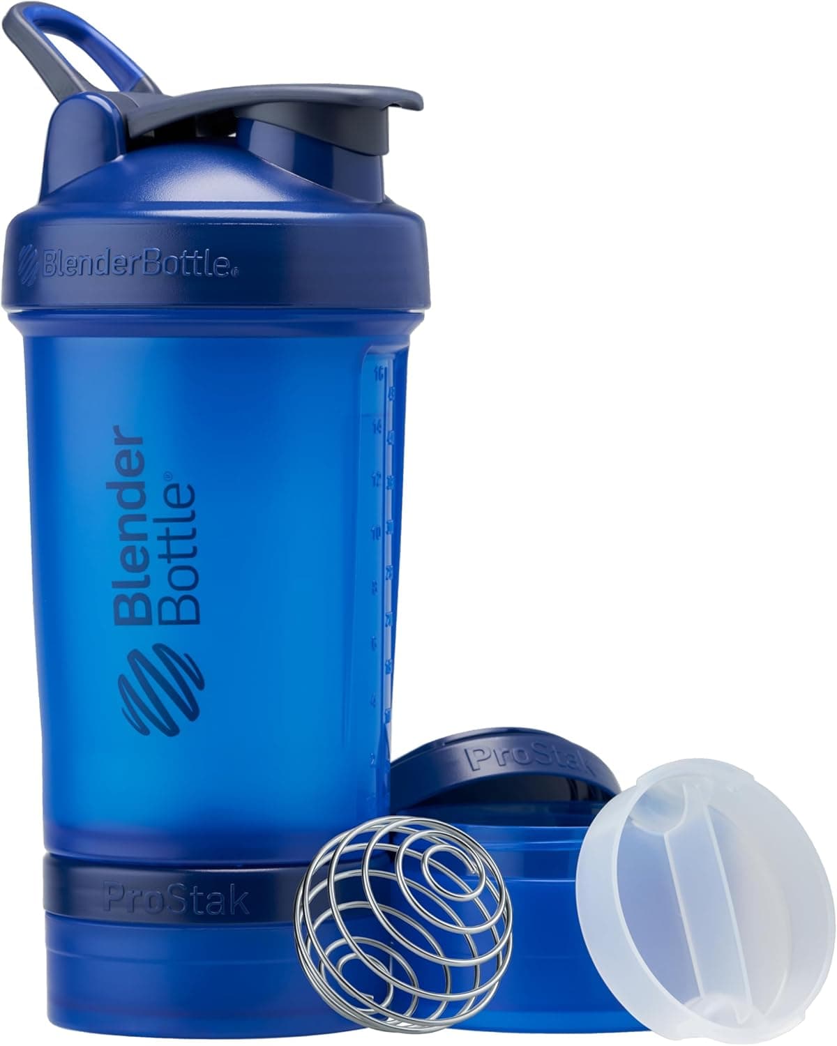 BlenderBottle Shaker Bottle with Pill Organizer and Storage for Protein Powder Classic V2 ProStak System 22Ounce Blue