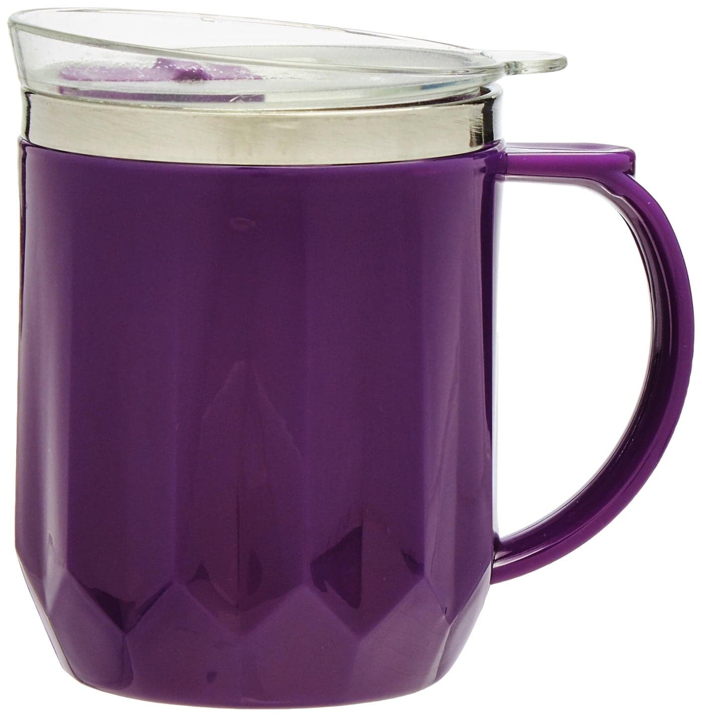 Attro Plastic Wonder Cup Vaccum Insulated Cup Comes with Styling Lid&Stylish Handle Perfect for Hot Tea, Coffee,Soups-450Ml Purple