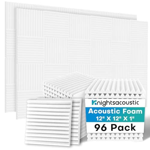 96 Pack Sound Proof Foam Panels for Walls, 1 X 12 X 12 Inches Acoustic Foam Panels, High Density Acoustic Panels Sound Absorbing, Noise Cancelling Studio Wedges, White (NOT INCLUDE ADHESIVE)