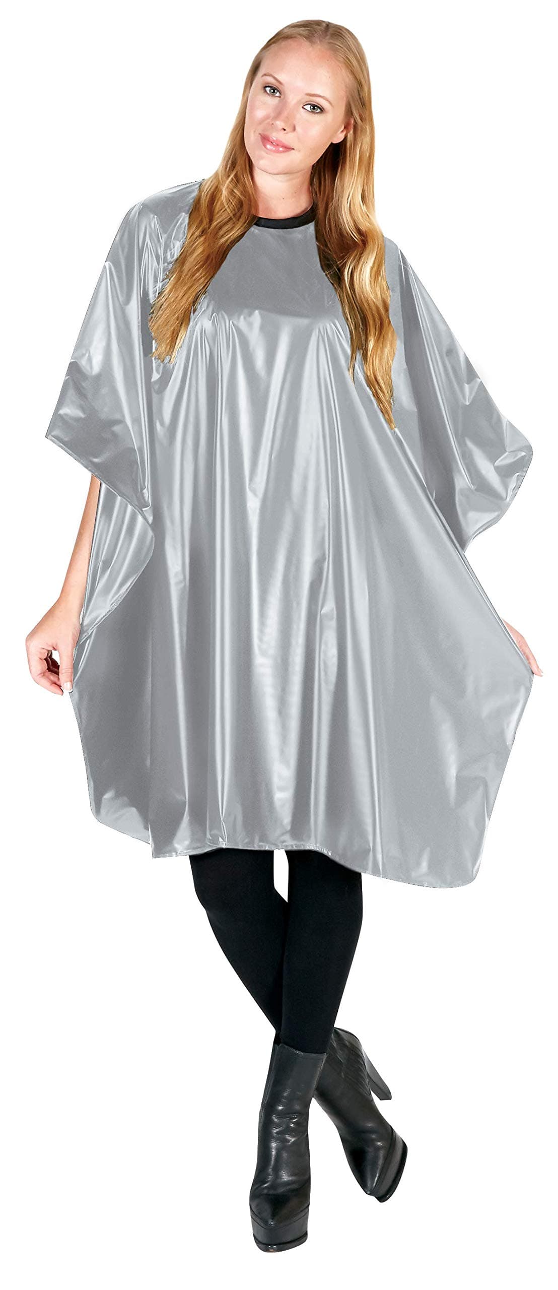 Betty Dain Jumbo Shampoo Cape 45 W x 54 L Waterproof and Stainresistant Vinyl Soft Nylon Neckband Touchandclose Fastener Machine Washable Silver