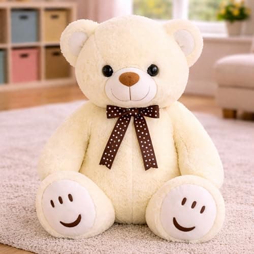 ZEXSAZONE Toy Cute I Smile Teddy Colored Huggable Bear | 32 cm | Plushie Soft Toys for Kids | Plush Soft Toys for Baby Boys and Girls Kids - Teddy | Best Valentine Gift (Cream)