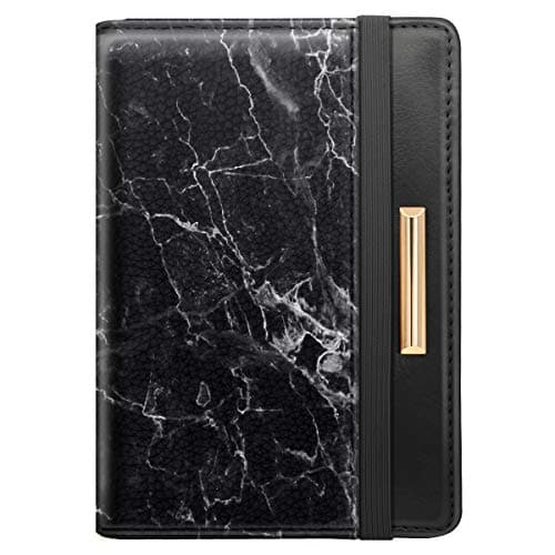Passport Holder Cover,Traveling Passport Case Cute Marble Passport Wallet for Women,Black Marble