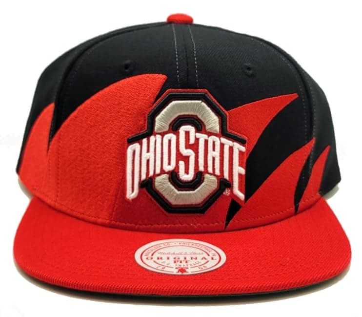 Mitchell & Ness Ohio State University Buckeyes New Retro Sharktooth Black Red Era Snapback Hat Cap