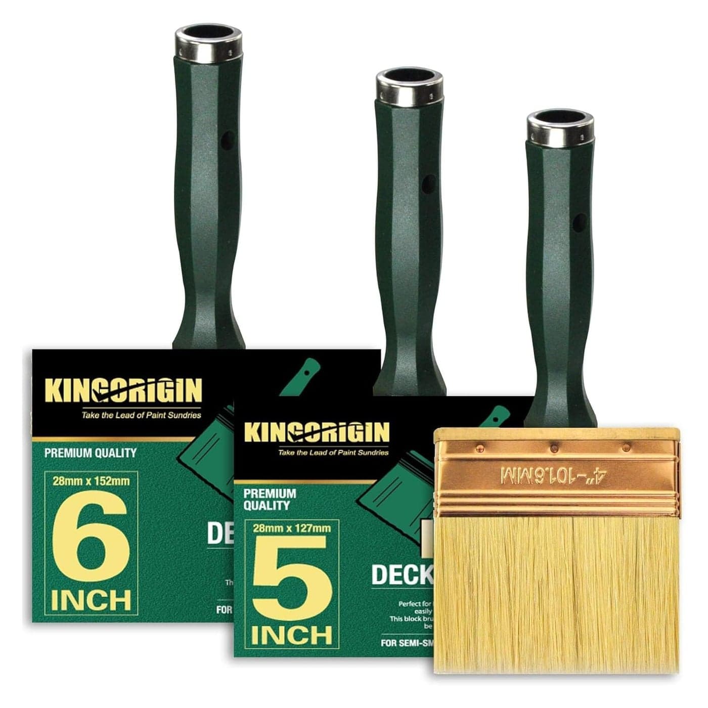 Kingorigin Deck Stain Brush Set 3 Pack Large Paint Brushes 4 5 6 with Threaded Extension Hole Deck Stain Applicator Masonry Brush Stain Brushes for Wood Deck Fence Walls and Furniture