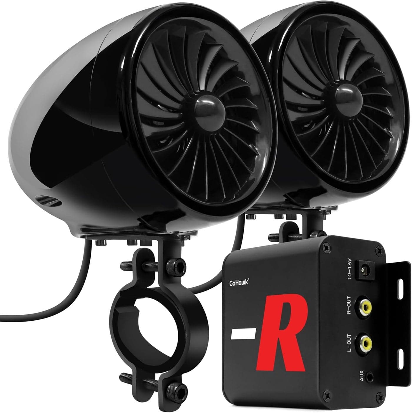 GoHawk TJ4-R 4" Waterproof Bluetooth Motorcycle Stereo Speakers with Amplifier